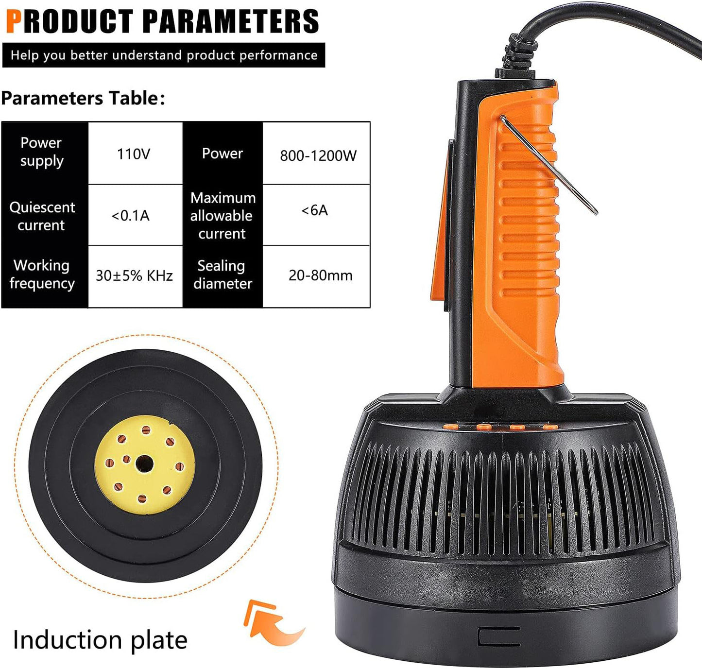 Handheld Induction Sealer 0.8"-3.1" Heat Bottle Cap Sealing Machine for Plastic Glass Bottles